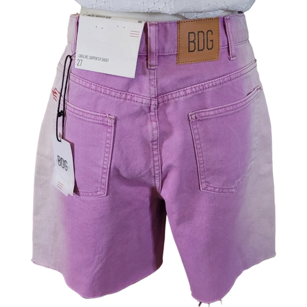 NEW Urban Outfitters BDG Longline Carpenter Purple Ombre Baggy Denim Shorts 27